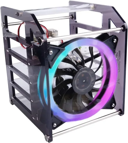 Miniatura 2 de GeeekPi Carcasa apilable para Raspberry Pi, Pi con ventilador de refrigeración 4.724 in RGB LED 5V ventilador para Raspberry Pi 4B/3B+/3B/2B/B+