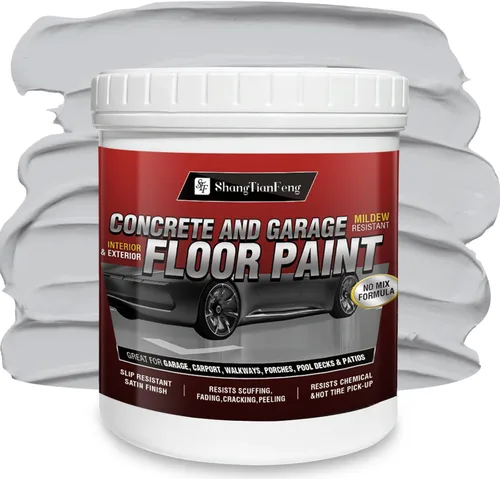 Miniatura 11 de Pintura para piso y pared, revestimiento epoxi a base de aceite impermeable, pintura satinada no mezclada, adecuada para garajes, concreto, paredes
