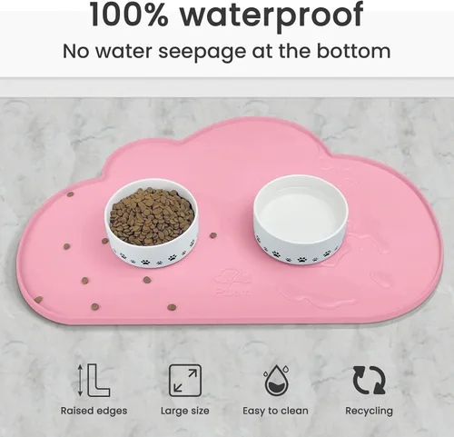 Miniatura 17 de Ptlom - Tapete para mascotas para perros y gatos, antideslizante, impermeable, tapetes para alimentación de perros que previenen el desbordamiento