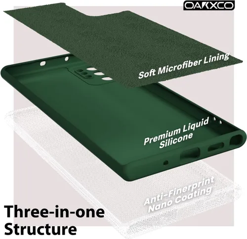 Miniatura 5 de oakxco Funda para teléfono Samsung Galaxy Note 10 Plus con agarre de silicona líquida, linda cubierta de gel suave de goma TPU lisa delgada y Verde