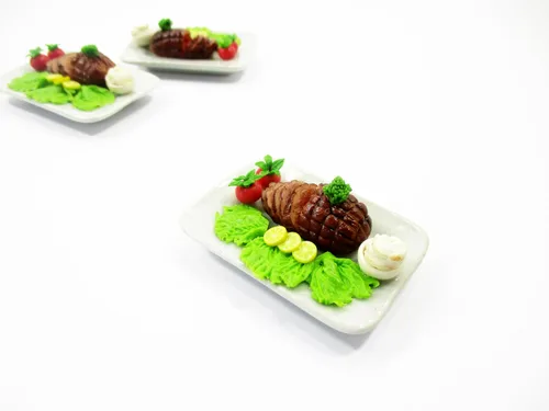 Miniatura 4 de Casa de muñecas Miniaturas Comida Glaseado Jamón Filete Jamón Miel 1:6 Suministro 15846