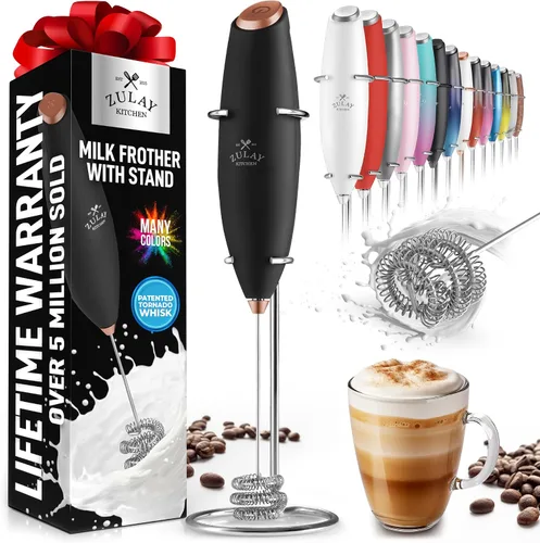 Miniatura 358 de Zulay Milk Boss Espumador de leche potente manual, hace espuma para latte, batidor para mezclar bebidas, café, miniespumador para capuchino, frappé