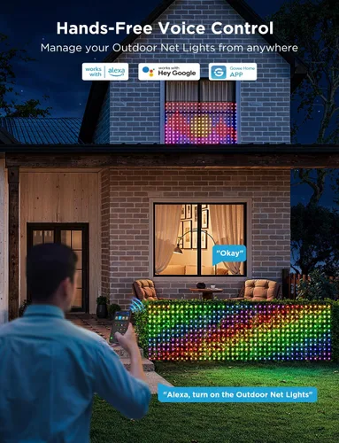 Miniatura 7 de Luces Govee de red para exteriores, 0.85*2.85 metros con funciones RGBIC y de bricolaje, 480 luces LED inteligentes con 64 modos para decoración