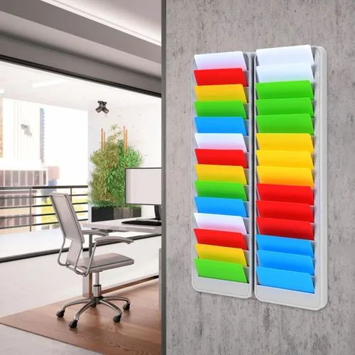 Miniatura 5 de Estante para tarjetas de 28 tiempos, soporte para tarjetas de tiempo, montado en la pared, organizador colgante para oficina, almacén, fábrica