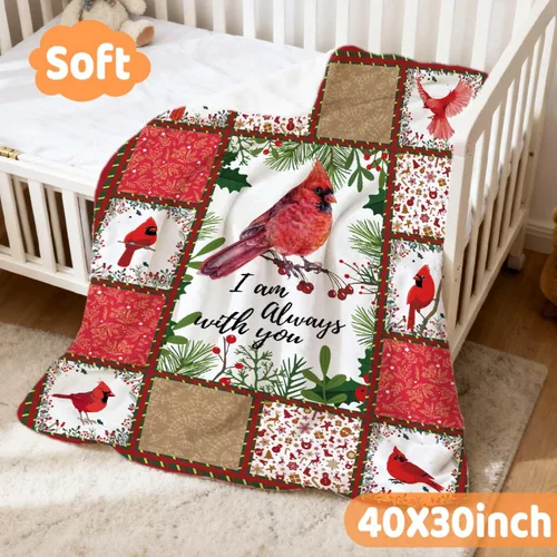 Miniatura 3 de Manta de cardenal norteño de Navidad con usted, manta roja para sofá, manta de forro polar suave, decoraciones navideñas para mascotas (40"X30")