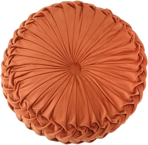 Baiyuruodie Cojín redondo de terciopelo para sofá, cama y dormitorio, cojín decorativo (38cm, naranja)