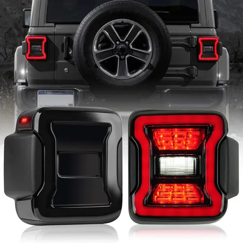 Luces traseras LED con lente ahumada compatibles con Jeep Wrangler JL 2018-2024, luz de freno, luz de marcha atrás, luz de señal direccional, luces