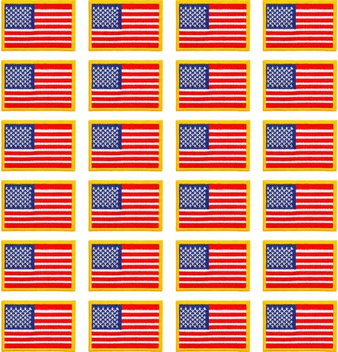 WILLBOND 24 parches para planchar con la bandera estadounidense del 250 aniversario, bordado patriótico de Estados Unidos, para tela, uniforme Dorado