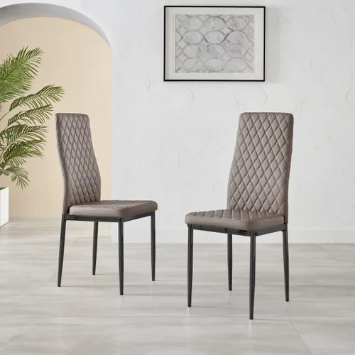 Miniatura 4 de Furniturebox UK Milan - Juego de 4 sillas de comedor de alta calidad, contemporáneas y lujosas, asientos de comedor de piel sintética de diamante