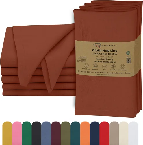 Miniatura 11 de Ruvanti - Servilletas de tela, paquete de 6, 45x45 centímetros, 100% algodón, lavables, suaves y absorbentes, perfectas para bodas, cenas de Belleza