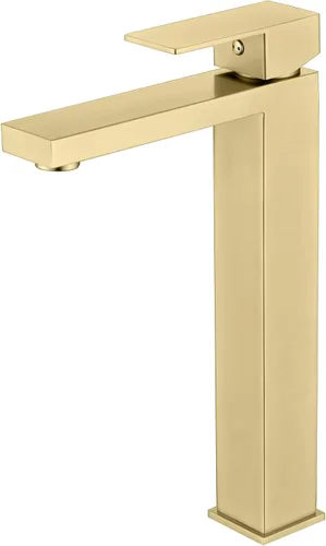 Miniatura 11 de sumerain Grifo de lavabo de recipiente, grifo de baño alto de acero inoxidable 304 con una sola manija, un solo agujero, negro y dorado, sin plomo
