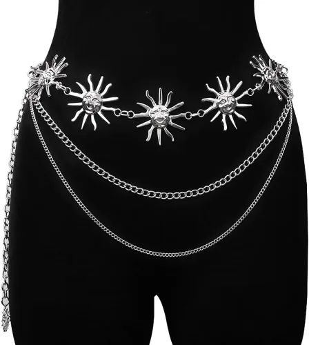 Miniatura 5 de Cinturón de cadena de cintura de metal multicapa para mujer, joyería de cuerpo de moda