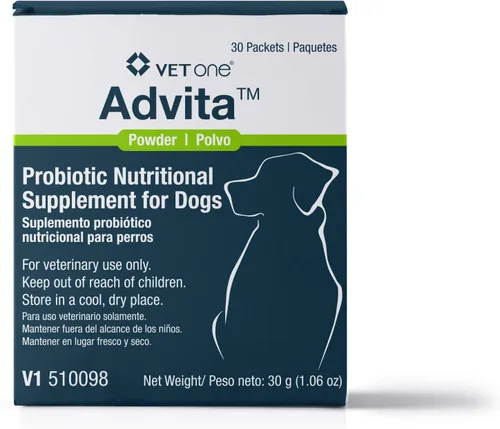 Vet One Polvo probiótico Advita™ para perros, un suplemento nutricional diario para mantener el sistema inmunológico, el apetito y la digestión en