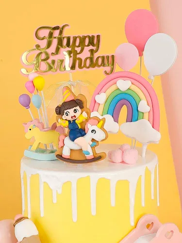 Miniatura 3 de Decoración de pastel de arcoíris, decoración de pastel de corazón arcoíris, decoración de pastel de cerámica suave para tartas de cumpleaños