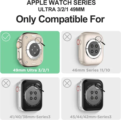 Miniatura 2 de DABAOZA - Correa compatible con Apple Watch de 49 mm, 46 mm, 45 mm, 44 mm, 42 mm, 41 mm, 40 mm, 38 mm, con protector, correa de TPU brillante