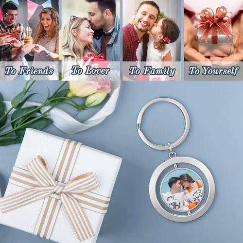 Miniatura 4 de Jovivi Llaveros personalizados personalizados con foto de doble cara, impresión a todo color, aleación de texto, imagen, llavero para hombres