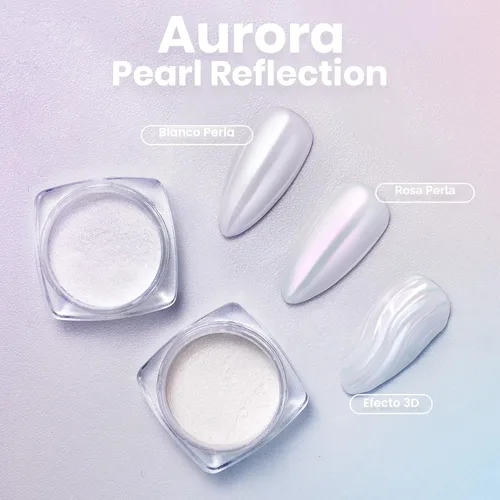 Miniatura 3 de Beetles Polvo Cromado para Uñas 2 Frascos Blanco y Púrpura Perla Cromer Polvo Cromado para Uñas para Gel Efecto Espejo Brillo Kit de Manicura