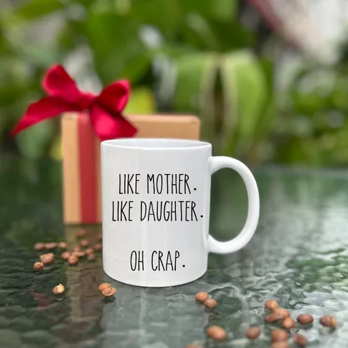 Miniatura 4 de Taza de café con texto en inglés "Like Mother Like Daughter", divertida idea de regalo para mamá y abuela, 16 onzas
