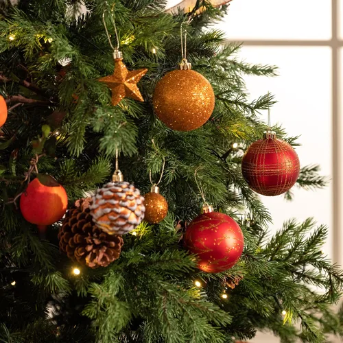 Miniatura 6 de Valery Madelman Juego de Adornos de Navidad, 70 piezas Decoraciones de Árbol de Navidad Irrompibles en Marrón Cobre Dorado, Adornos Colgantes