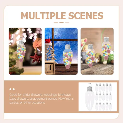Miniatura 4 de TOYANDONA Bombilla pequeña para botella de caramelo, contenedor de adorno para relleno de calcetines, luz colgante, bombilla rellenable, bolas