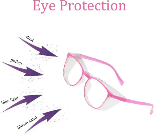 Miniatura 6 de Gafas de seguridad para hombres y mujeres, gafas de seguridad antivaho cómodas, bloqueo de luz azul, protección UV, enfermeras adultas Cuadrado rosa