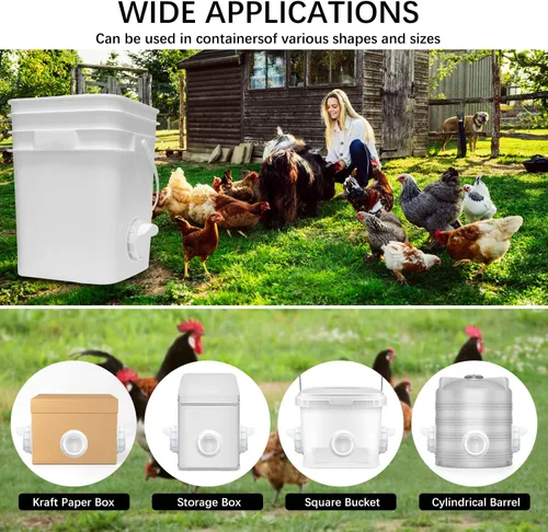 Miniatura 5 de Comedero de pollo para bricolaje, sin residuos, 6 unidades de puerto automático de alimentación para aves de corral con tapón y sierra de agujero