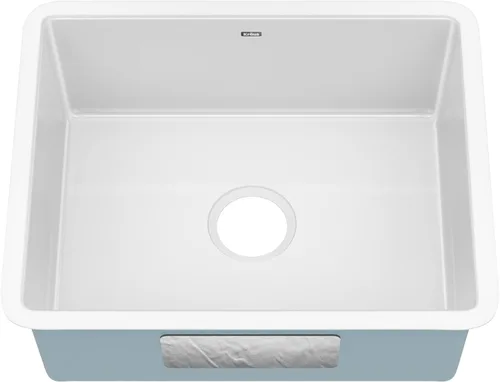 Kraus Pintura Fregadero de cocina de acero con esmalte porcelánico de 21 pulgadas, montura por debajo, cuenco simple, en blanco, KE1US21GWH