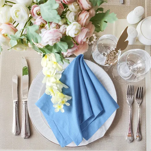Miniatura 2 de Servilletas de tela para uso diario, 100% algodón, 18 x 18 pulgadas, color azul, servilletas de boda, servilletas de cóctel, servilletas de tela
