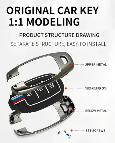 Miniatura 6 de Funda de metal para llavero compatible con Hyundai Kona Palisade Santa Fe Elantra GT Accent Veloster (HYD5-gris)