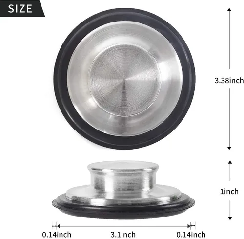 Miniatura 2 de CORNERJOY Tapón para fregadero de cocina de acero inoxidable, borde ancho grande de 3.38 pulgadas de diámetro, tapón de eliminación de basura