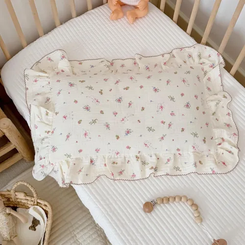 Miniatura 14 de BuLuTu Funda de almohada de algodón para niños pequeños, tamaño estándar, estampado de flores de Galsang, suave funda de almohada de viaje con borde