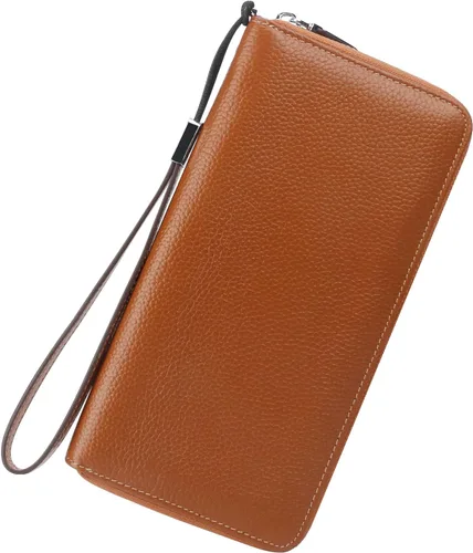 Miniatura 60 de Lavemi Pequeña cartera compacta para mujer, con bloqueo RFID, de piel auténtica, plegable, con ventanas de identificación