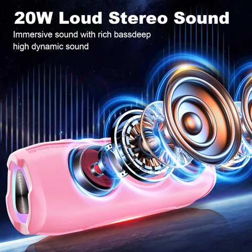 Miniatura 4 de Altavoces Bluetooth, altavoz Bluetooth portátil inalámbrico con sonido estéreo fuerte de 20 W, emparejamiento TWS, altavoces de ducha impermeables