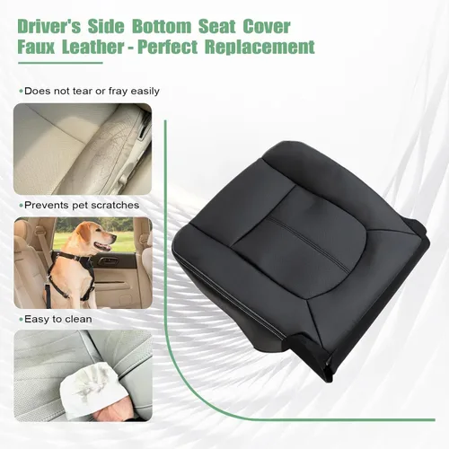 Miniatura 9 de FZJDSD Funda de asiento de repuesto de piel de microfibra perforada para el lado del conductor, color negro, compatible con Ford F250 F350 F450 F550
