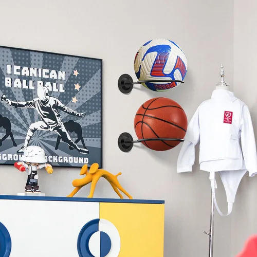 Miniatura 5 de S SUCHEK Soporte para pelotas de baloncesto y deportes, soporte de pared para baloncesto, fútbol, voleibol, fútbol, rugby