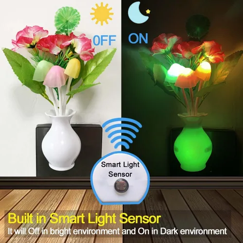 Miniatura 5 de 4 luces LED de noche enchufables con sensor de atardecer a amanecer, 7 cambios de color, lámparas de pared enchufables para niños adultos