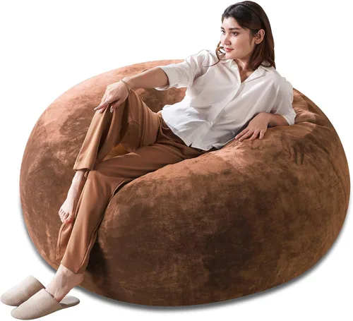 Miniatura 30 de Puf de 3 pies, puf con relleno, espuma viscoelástica altamente resistente, puf redondo de felpa, mueble para sala moderna, silla de lectura de ocio