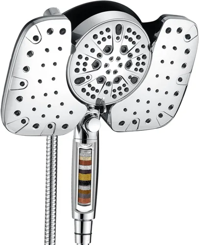 INAVAMZ - Cabezales de ducha 2 en 1, fija de 10 pulgadas y de mano, 2.5 GPM, 10 ajustes de pulverización, desmontable con interruptor de Cromo