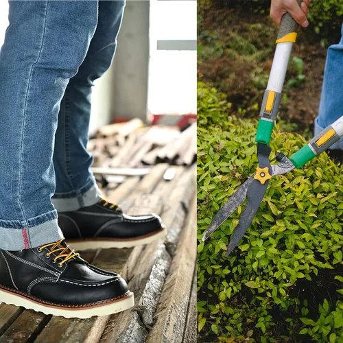 Miniatura 5 de Botas de trabajo para hombre - Botas de trabajo de 6 pulgadas con punta de cuña suave, Botas de trabajo impermeables para hombre Negro