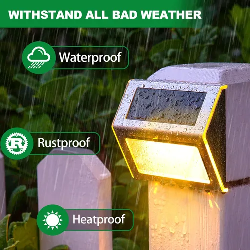 Miniatura 5 de JSOT - Luces solares de exteriores para terraza, impermeable, funciona con energía solar, luz led inalámbrica para pasarela, patio, escaleras