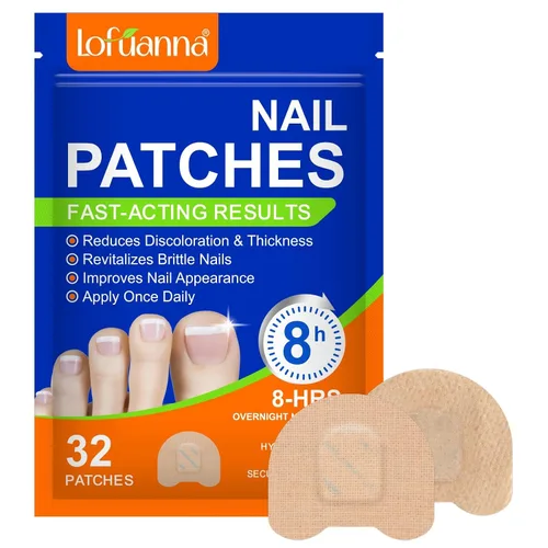 Cuidado de uñas extra fuerte – 32 piezas de parches de uñas nocturnos, cuidado de uñas durante la noche para una apariencia saludable, 8 horas de