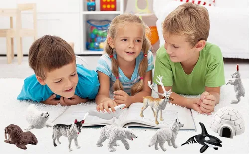 Miniatura 6 de NatureMan Juego de 10 figuras de animales árticos, mini juego de juguetes de animales árticos, figuras de animales marinos del océano del círculo