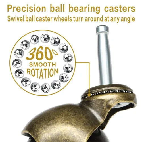 Miniatura 6 de JGJC 2" Ruedas de latón antiguo de alta resistencia Juego de 4 5/16" × 1-1/2" (8×38mm) Ruedas de cuello de agarre con tapones de manga Juego