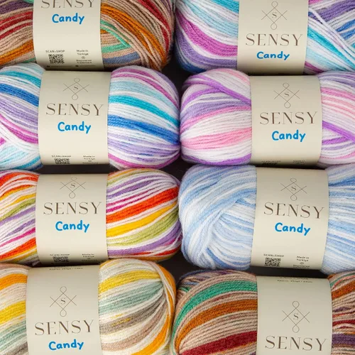 Miniatura 9 de Sensy Candy Yarn - Hilo de 5 madejas, 3.5 onzas, 251 yardas, multicolor para ganchillo y tejido, calibre ligero 3