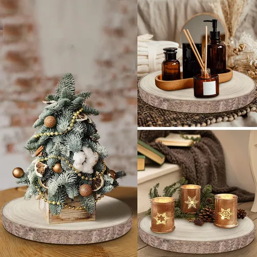 Miniatura 7 de Juego de 6 rebanadas de madera natural grandes de 9 a 10.5 pulgadas, para centros de mesa, bodas y baby shower, decoración de mesa, manualidades