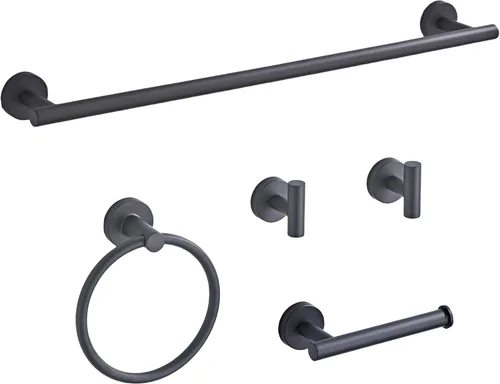 Miniatura 11 de Juego de accesorios de baño de oro cepillado de 5 piezas con toalleros para baño, juego de barras para toallas de baño de acero inoxidable SUS304
