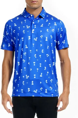 Miniatura 104 de DEOLAX Camisa de golf para hombre, con estampado de moda, atlética, de manga corta, clásica, casual, ajuste seco, suave, para hombres