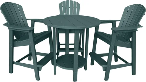 Miniatura 16 de Phat Tommy Juego de mesa y sillas de bar al aire libre - Muebles de polietileno - Material reciclado, juego de patio superior alto - Weatherwood