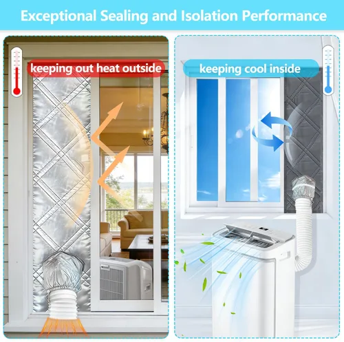 Miniatura 5 de Kit de ventana de aire acondicionado portátil resistente de 40 pulgadas, protector térmico de papel de aluminio reflectante, 100% opaco e