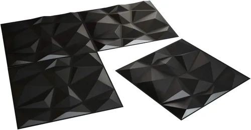 Miniatura 4 de Art3d Diseño de pared 3D texturizado con paneles 3D, diamante negro, 19.7 x 19.7 pulgadas (paquete de 12)